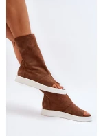 Hnědé Dámské Sandály Zamszové Svrchní model 21652349 - Zazoo Hnědé Dámské Sandály Zamszové Svrchní model 21652349 - Zazoo