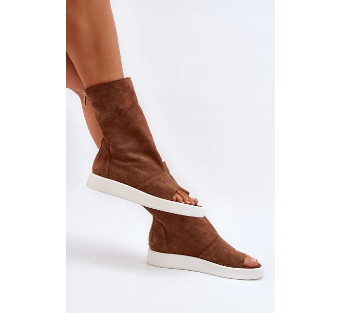 Hnědé Dámské Sandály Zamszové Svrchní model 21652349 - Zazoo Hnědé Dámské Sandály Zamszové Svrchní model 21652349 - Zazoo