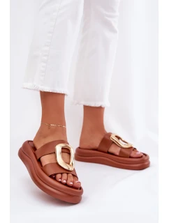 Dámské sandály na platformě se zlatým detailem Camel model 21687279 - Boto