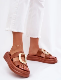 Dámské sandály na platformě se zlatým detailem Camel model 21687279 - Boto