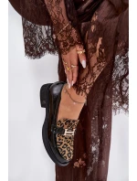 Kožené Lakované Mokasíny Leopard model 21691262 Černé - VINCEZA