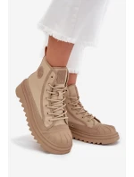 Wysokie Trampki Damskie Ocieplane Big Star OO274A356 Beżowe