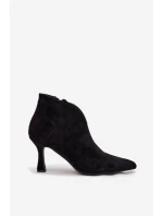 Niskie Botki Damskie Na Szpilce Eko Zamszowe Czarne Jolivra Niskie Botki Damskie Na Szpilce Eko Zamszowe Czarne Jolivra
