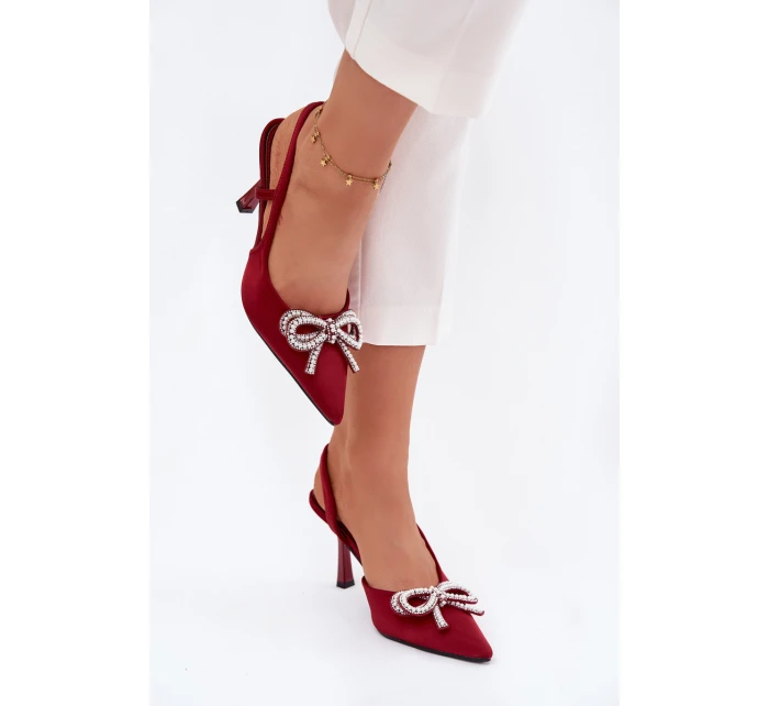 Červené dámské lodičky s mašlí a patou model 21786997 - Boto Červené dámské lodičky s mašlí a patou model 21786997 - Boto