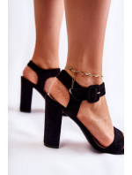 Klasické semišové sandále Black Nelia
