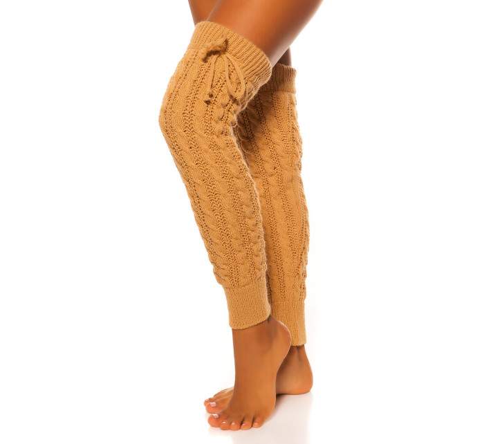 Sexy knit leg warmers with cable stitch pattern