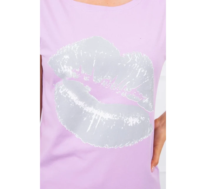 Blúzka s potlačou pier fialová