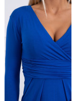 Priliehavé šaty s prestrihom pod prsiami nevädzovo modrej farby