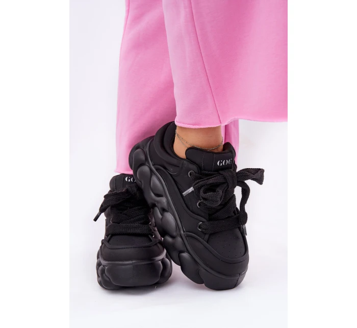 Dámské Kožené Tenisky Na Masivní Platformě model 21692679 Černé - Goe