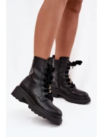Zateplené dámské kotníkové boty s ozdobným šněrováním černé model 21715077 - Boto Zateplené dámské kotníkové boty s ozdobným šněrováním černé model 21715077 - Boto