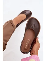 Kožené baleríny Barefoot model 22073665 Čokoládové - Zazoo