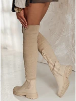 Dámské béžové kozačky Dstreet model 21982176 - FashionStreet