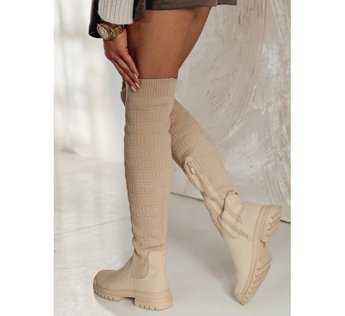 Dámské béžové kozačky Dstreet model 21982176 - FashionStreet