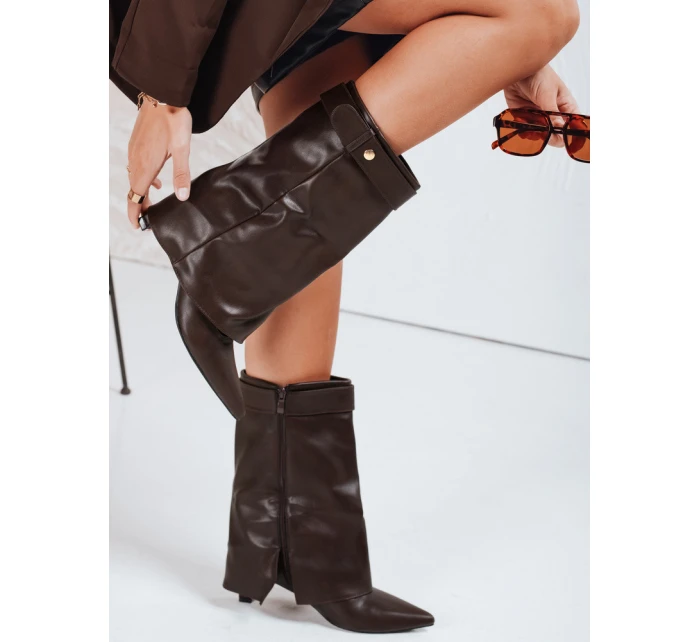Dámské kozačky s širokým svrškem hnědé Dstreet model 21992333 - FashionStreet