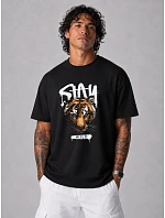 Tshirt męski oversize z nadrukiem bawełniany czarny model 22216128 - FashionStreet