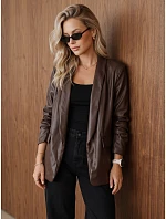 Dámska kožená bunda s naberanými rukávmi, hnedá, FashionStreet PY0165 Dámska kožená bunda s naberanými rukávmi, hnedá, FashionStreet PY0165