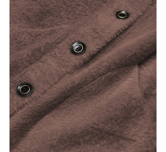 Krátky prehoz cez oblečenie v čokoládovej farbe typu alpaka na gombíky (537)