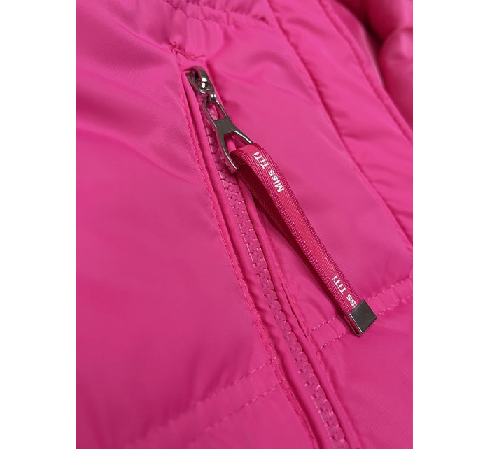 Voľná ružová dámska vesta s kapucňou (2655)
