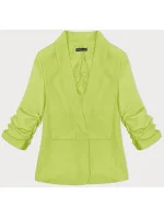 Tenká bunda s volánovými rukávmi limetkovo zelená (22-356)