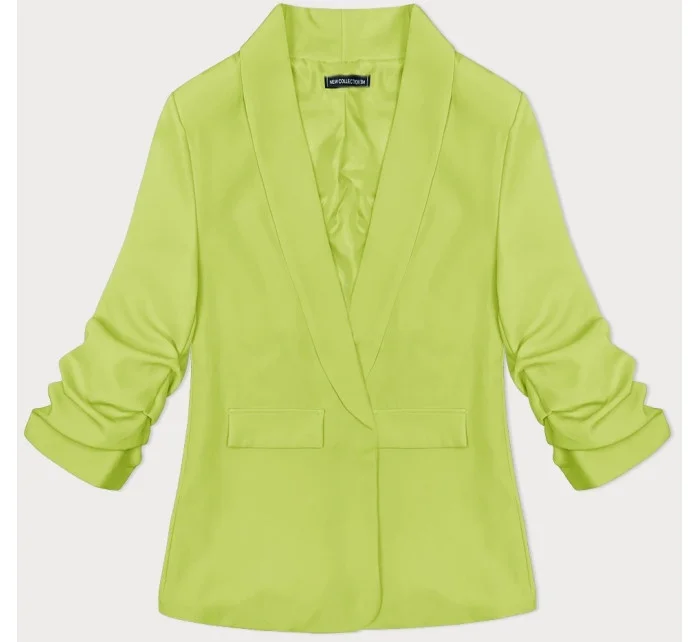 Tenká bunda s volánovými rukávmi limetkovo zelená (22-356)