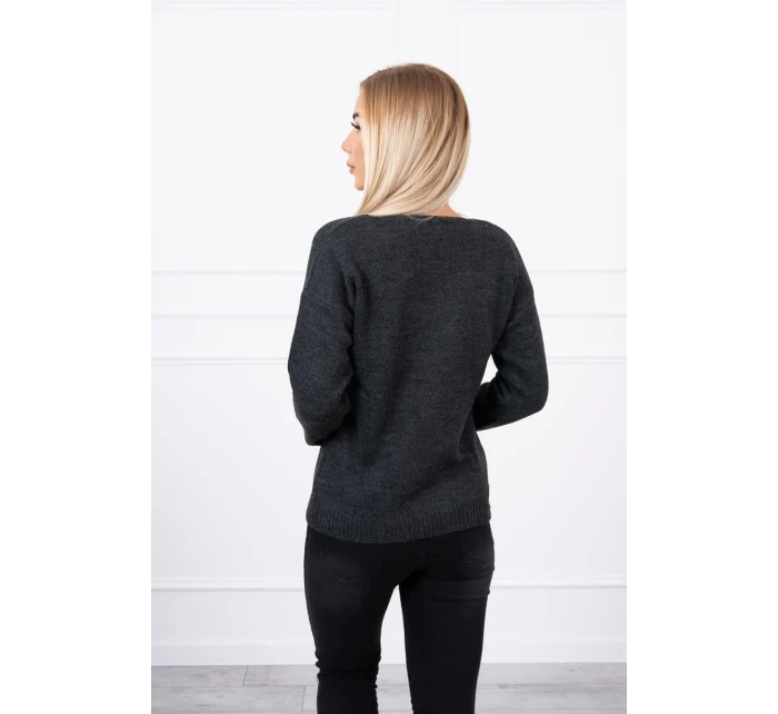 Svetr s výstřihem do V grafitové barvy Svetr s výstřihem do V grafitové barvy