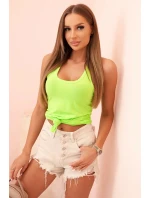 Dámská tílko z bavlny s kulatým výstřihem zelený neon Dámská tílko z bavlny s kulatým výstřihem zelený neon