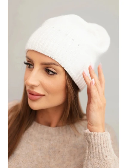 Dámská zimní čepice s vlnou a  bílá model 21783017 - K-Fashion