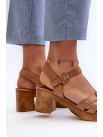 Sandały Damskie Na Obcasie Z Eko Skóry Brązowe Assames Sandały Damskie Na Obcasie Z Eko Skóry Brązowe Assames