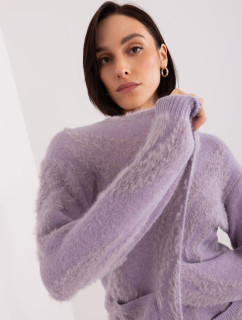 Svetlo fialový dámsky sveter so vzormi