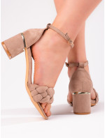 Trendy sandále dámske hnedé na širokom podpätku