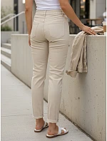 Jeansy damskie mom fit z wysokim stanem beżowe model 22123813 - FashionStreet