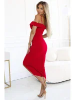 Midi šaty s odhalenými rameny a výstřihem model 21188869 - numoco basic Midi šaty s odhalenými rameny a výstřihem model 21188869 - numoco basic