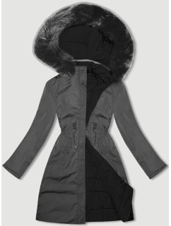 Čierno-sivá obojstranná dámska bunda J Style pre prechodné obdobie (16M9159-392)