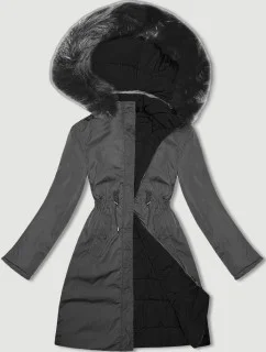 Čierno-sivá obojstranná dámska prechodná bunda J Style (16M9159-392)