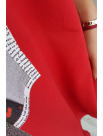 Šaty s potlačou a rozšírenou spodnou časťou červené