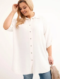 Dámske tričko z viskózy v nadmernej veľkosti s dlhším zadným dielom béžová