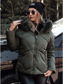 prošívaná dámská zimní bunda s kapucí zelená Dstreet model 21981059 - FashionStreet