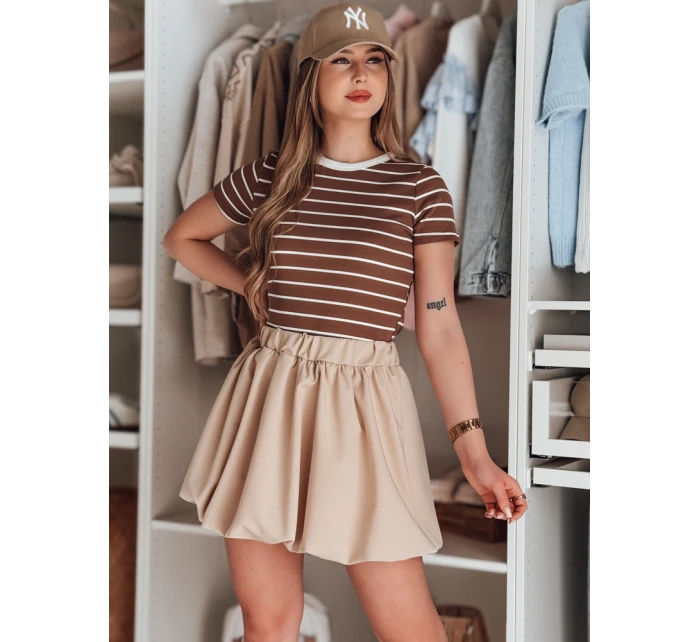 Dámska mini sukňa PUFFELLA light beige FashionStreet CY0503
