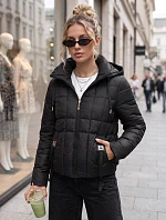 Dámska prešívaná bunda s kapucňou, čierna, FashionStreet TY5857