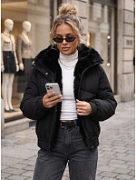 Dámská zimní prošívaná bunda s kožešinou, černá, FashionStreet TY6007 Dámská zimní prošívaná bunda s kožešinou, černá, FashionStreet TY6007