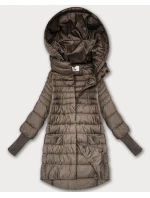 Béžová dámská bunda pro přechodné období s stahovacími lemy model 21389944 - FLY MODA