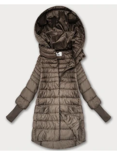 Béžová dámská bunda pro přechodné období s stahovacími lemy model 21389944 - FLY MODA