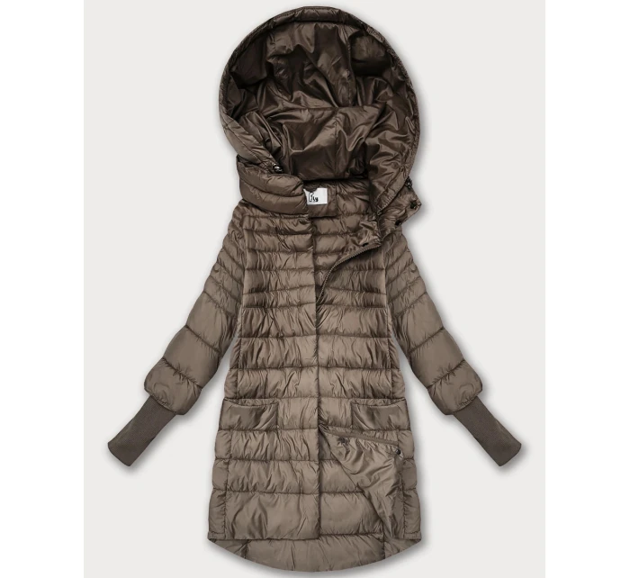 Béžová dámská bunda pro přechodné období s stahovacími lemy model 21389944 - FLY MODA