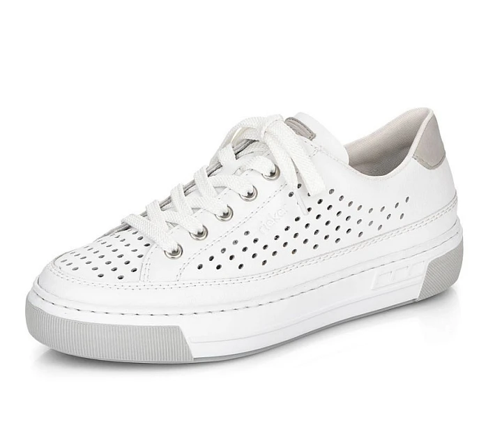 Rieker W RKR642 biele kožené ažurové topánky