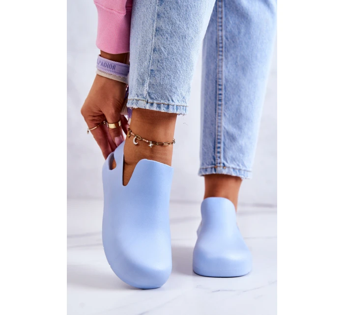 Modne Gumowe Chodaki Niebieskie Meriko