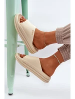 Klapki Damskie Na Platformie Big Star NN274A034 Beżowe