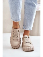 Ocieplane Sneakersy Damskie Big Star MM274618 Beżowe Ocieplane Sneakersy Damskie Big Star MM274618 Beżowe