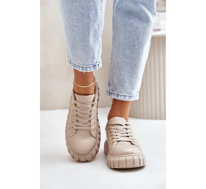 Ocieplane Sneakersy Damskie Big Star MM274618 Beżowe Ocieplane Sneakersy Damskie Big Star MM274618 Beżowe