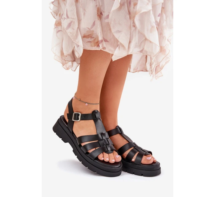 Eko kožené sandály dámské na platformě černé model 21688340 - Boto