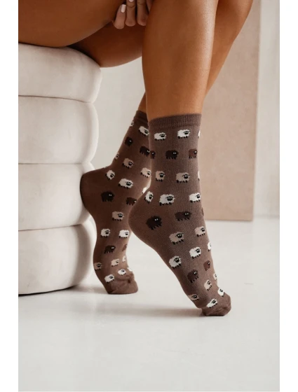 Dámské ponožky Ovce Hnědé Dámské ponožky Ovce Hnědé